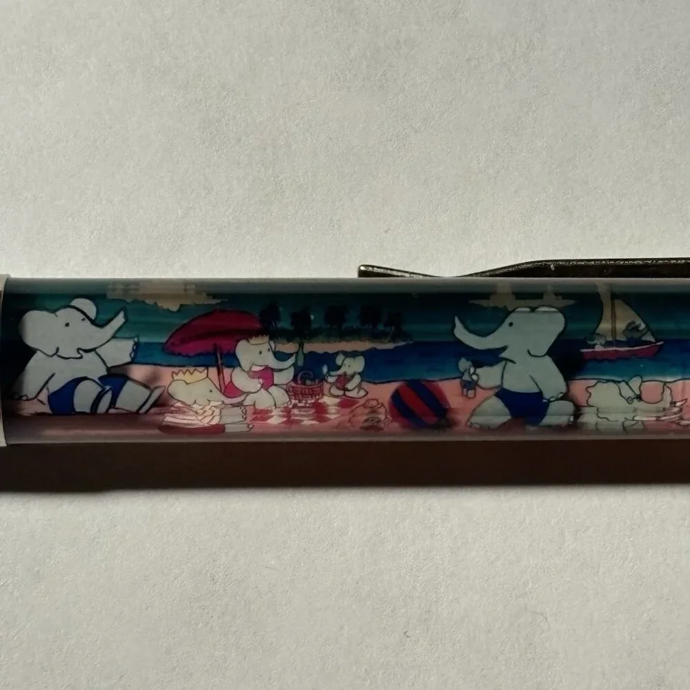 Babar the Elephant Floaty Pen Children's Book TV Series Cartoon Beach Scene Vtg